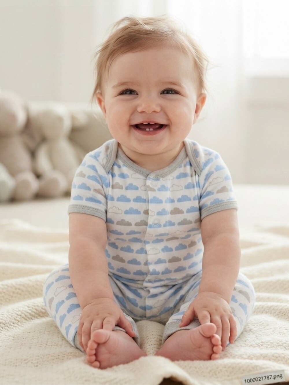 Gymboree 6-12M Blue and Gray Cloud Print Bodysuit